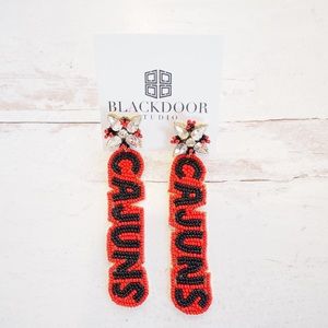 Beaded Collegiate Game Day Louisiana Cajuns Earrings